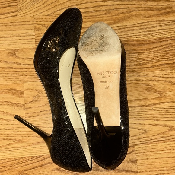 Jimmy Choo Pumps Women’s Size 8.5 in Black Glitter - Picture 4 of 6